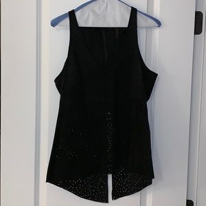 Black Suede like laser cut tunic top